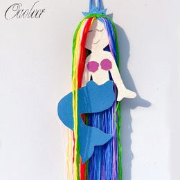 Oaoleer Rainbow Mermaid Capelli Archi Deposito Cintura per capelli Cassafici per capelli Hanging Organizer Supporto striscia per ragazze Accessori per bambini