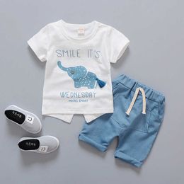 0-4 year High quality boy girl clothing set summer cartoon casual kid suit children baby T-shirt+pant 2pcs 210615