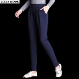 Womens Elastic High Waist Harem Pants for Women Korean Style Office Lady Work Formal Trousers Red Black Blue Plus Size 4XL 5XL Q0801