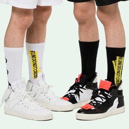 White Socks Mens Meias Skateboard Basketball Streetwear Harajuku Socks OFF Cotton Casual Crew Calcetines X0710