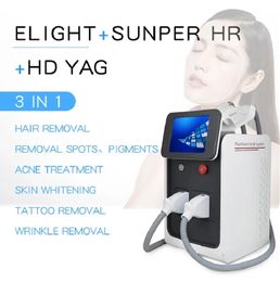 E-light opt LPL Permanent hair removal nd yag laser 755nm carbon peel tattoo removal rf face lift skin rejuvenation portable 3 in 1