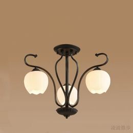 American Chandelier Rural Iron Retro Lamp Simple Living Room Bedroom Dining Pastoral Nordic Art Ceiling Lights