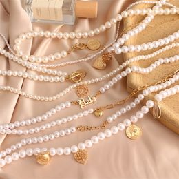 EN Korean Fashion Summer Star Heart Chain Choker Female Creative Popular Temperament Bead Coin Shell Pendant Necklace