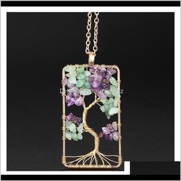 Rock Natural Purple Quartz Stone Pendants Handmade Gold Colour Tree Of Life Shaped Crystal Pendant Necklace Chain For Women Qylnsa Duvv G6Evw