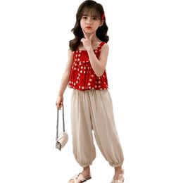 Kids Clothes Girls Dot Vest + Pants Children's For Summer Girl Clothing Casual Style Costume 6 8 10 12 210527