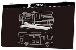 LC0518 Caravan Campsite Light Sign 3D Engraving