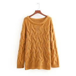 women basic solid Colour o neck Eight strands knitting loose sweater long sleeve pullovers autumn female casual chic tops S019 210420