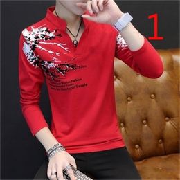 T-shirt men's tide brand autumn round neck sweater Korean long sleeve 210420