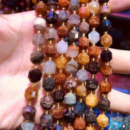 Quarzo multidendritico naturale intero, perline sfuse di pietre preziose sfaccettate da 10 mm tagliate a mano per gioielli, 1 corda 15,5 "