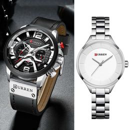 Couple Watches Pair Men And Women Wristwatch Luxury Brand Curren Female Watch Men Waterproof Clock For Lovers Reloj Hombre 210527