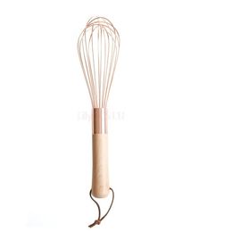 Wooden Handle Stainless Steel Egg Beater Rose Gold Manual Whisk Kitchen Household Baking Tools Factory price expert design Quality