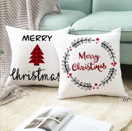 NEW45*45cm Christmas Pillowcase Santa Claus Snowflake Printed Cushion Covers Home Pillow Cover Xmas New Year Sofa Decoration LLF11664