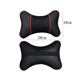 2pcs Neck Pillow Double-sided PU Leather+Ice Silk Car Headrest Four Colours Automotive Interior Safety Accessories