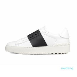 Moda Clássica Mulheres Sapatas Mens Sneakers Branco Verde Rosa Tudo Negro Mulheres De Couro De Couro Sapatos Confortáveis ​​Abrir Low Sports Treinadores Tamanho 35-46 20