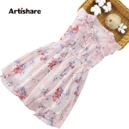 Dress For Girls Floral Pattern Dress For Girl Casual Style Dress Kids Summer Costume Girl 6 8 10 12 14 Q0716