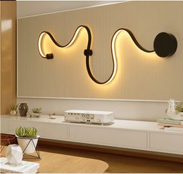 Modern Black White RGB LED Wall Lamps Bedroom Light Wall Lights for Home Background mirro Living Room Light Wandlamp LED Lustres