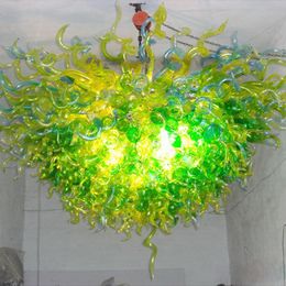 Art Designer Decorative Lamp Large Big Hand Blown Glass Chandelier Retro Restaurant Bar Cafe Personality Green Colour Pendant Lamps LED Bulbs 52 by 28 Inches