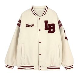 Arrival Single Breasted Spliced Letter Brand Clothing Bomber Jacket Women Loose Baseball Uniform Female Winter Coat 210804