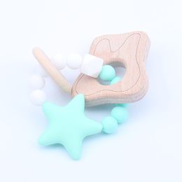star strollers UK - Newest Infant Silicone Star Chew Nursing Bracelet for Baby Wooden Teethers Baby Rattle Stroller Accessories Toys 1808 Z2