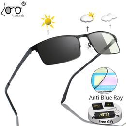 Pochromic Sunglasses Chameleon Lens Men's Glasses Driving Fishing Blue Light Blocking For Computer Anti-fatigue UV