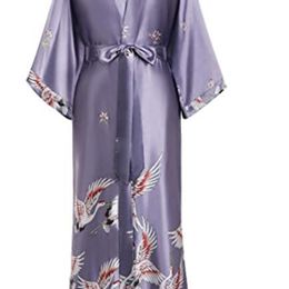 Satin Sleepwear Women Brides Wedding Robe Sleepwear Silky Nightgown Casual Bathrobe Animal Rayon Long Nightgown Kimono Bathrobe 210901