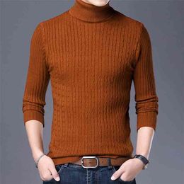 Autumn and Winter Men's Jacquard Turtleneck Sweater Fashion Casual Thick Warm Pullover Male Br Clothes 210918