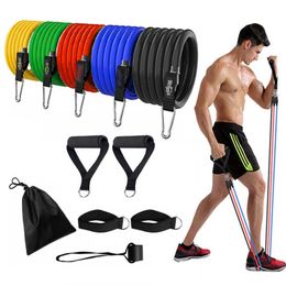 11pcs/Set Latex Resistance Bands Set Exercise Yoga Tube Pull Rope Fitness Sport Rubber Elastic Bands Muscle Strength Training H1026