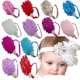 Baby Girls Feather Pearl Headbands Hair Accessories Newborn Hair Ornaments Shining Headwear Kids Gifts