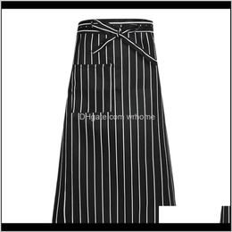 Textiles Home & Garden3Pcs Kitchen Aprons Half-Length Long Waist Catering Chefs Waiters Uniform Striped Apron 70Cmx70Cm Drop Delivery 2021 Qe