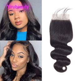 Malaysian 100% Human Virgin Hair Body Wave Wholesale 5X5 Lace Closure Baby Hairs 12-24inch Top Closures Middle Three Free Part Straight 5 Pieces/lot