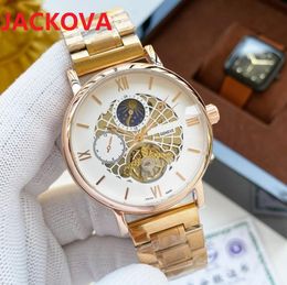 montre de luxe Mens Mechanical Automatic Watches 42mm Skeleton Dial Designer Week Calendar Day Date Men Self-wind Fashion Wristwatches Gift