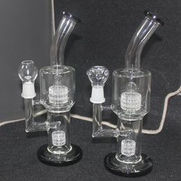 Vintage 8inch MOB Recycler Glass Bong Water Smoking Hookah pipe black Colour Matrix perc Bubbler Heady Oil Dab Rigs can put customer logo