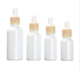 10ml 15ml 20ml 30ml 50ml Frosted Glass Dropper Bottle with Imitated Bamboo Cap Empty Refillable Vial Cosmetic Container Jar
