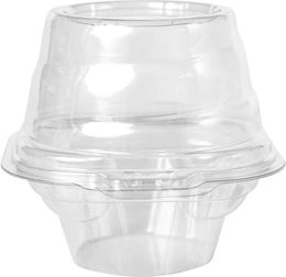 Individual Plastic Cupcake Containers Disposable - Mini Fluted Cake Container BPA Free Single Muffin To Go Case