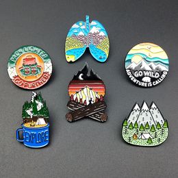 Pins, Brooches Fashion Natural Forest Enamel Cartoon Pins Badges Bags Metal Pin Gifts For Friend Jewelry Brooch DIY Clothes Backpack