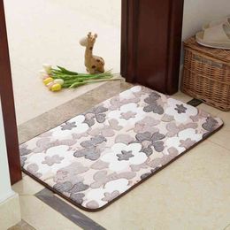 1pc Quality Anti-slip Mat Bathroom Foot Pad Water Absorbent Floor Carpet Modern Bedroom Carpet Doormat Printed Bath Mat 9 Colors 210401