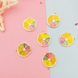 Colourful Slices Charms Metal Lemon Slices Enamel Pendant For Fashion Jewellery Making Earring Bracelet