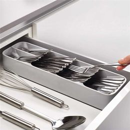 Kitchen Cutlery Storage Tray Knife Block Holder Spoon Fork Spice Separation Organiser Box Kitchen Container Accessories 211110