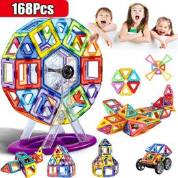 Magnetism 300Pcs Designer Magnetic Blocks Big Size DIY Magnet Toys Pulling Magnetic Building Blocks Assembled Toys For Children Gifts Q0723