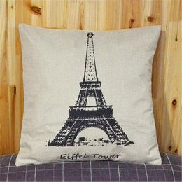 2pc/lot Eiffel Tower Printing Cushion Cover Linen Vintage Style Car Case Soft Pillow Cushion/Decorative