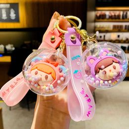 New Fashion Cute Sphere Leather Bag Car Keychain Plastic Soft Rubber Doll Pendant Key Holder Ring Accessories Jewelry Gift G1019