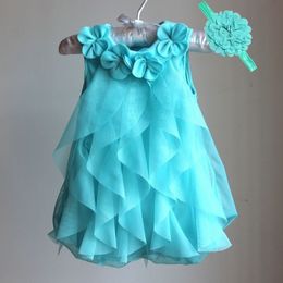 Baby Girls 2021 Summer Chiffon Party Dress Infant 1 Year Birthday Dresses Girl Clothes & Headband Vestidos 210317