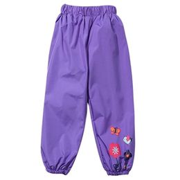 Spring Autumn Waterproof Trousers for Girls Fashion Children's Clothing Candy Colour Rain Pants For Kids 2-6Yrs 220105