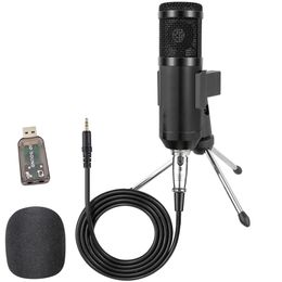 BM 800 Condenser Microphone Kit For Computer With USB Sound Card and BM-800 Mic Tripod Stand BM800 For Karaoke Studio YouTube PC