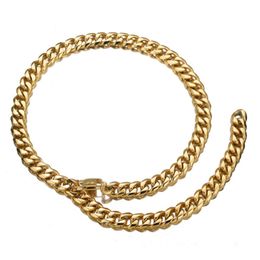 13-19MM xtentacion Heavy Cool Choker Collar Tail Rapper Miami Cuban Link Chain StainlSteel Gold Necklace Men's Jewellery New X0509