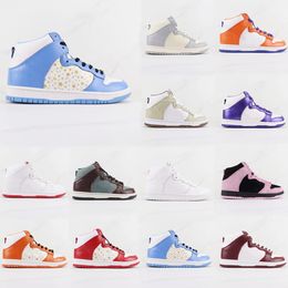 Luxury Designer Couple High Top Casual Shoes Fashion Patchwork Color Leather Platform Skateboard Sneakers Outdoor Men Women Running Basketball Sports Trainers