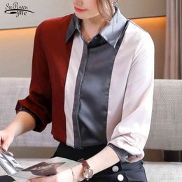 Fashion Elegant Silk Blouse Women Casual Vintage Clothing Long Sleeve Striped Female Shirts Plus Size Tops 13406 210508