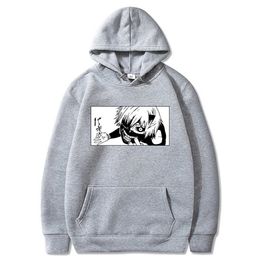 Anime Tokyo Ghoul Kaneki Hoodies Unisex Streetwear Men Women Casual Hip Hop Harajuku Hooded Sweatshirt Y0803 Y0804