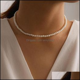 Pendant Necklaces & Pendants Jewelry Pearl Stone Chian Choker Necklace For Women Charming Handmade Adjustable Party Sweater Collar Drop Deli