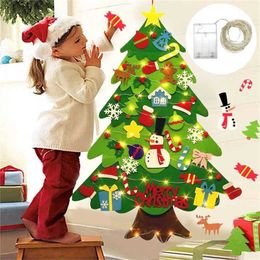 DIY Felt Christmas Tree Christmas Decoration for Home Navidad Year Christmas Ornaments Santa Claus Xmas Kids Gifts 211122